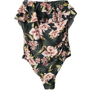 Kona Sol Floral Ruffle One-Piece Swimsuit‎